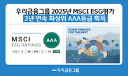 우리금융, MSCI ESG 평가 3년 연속 ‘AAA’ 달성
