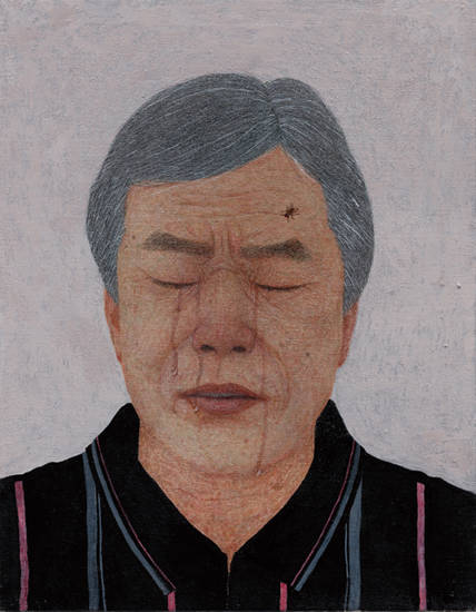 문성식, ‘사람. 눈물. 파리’. 캔버스에 아크릴. 41 x 32cm. 2015~2016. 사진 = 두산갤러리 