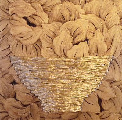About wish 1404, 27x27cm, 한지에 채색과 바느질, 2014